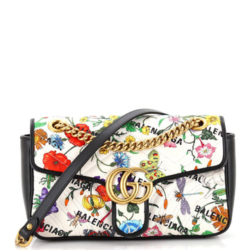 x Balenciaga The Hacker Project VS Marmont Flap Bag Matelasse Floral Canvas Small