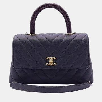 Black Caviar Chevron Coco 23 Top Handle Bag