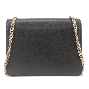 GUCCI Interlocking G Leather Chain Shoulder Bag Black 510304