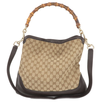 GUCCI Bamboo VS Canvas  Leather Diana 2WAY Bag Beige Brown 282315