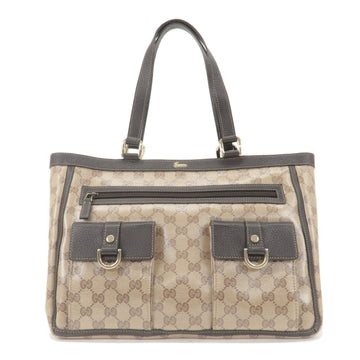 GUCCI Abbey VS Crystal Leather Tote Bag Beige Brown 268639
