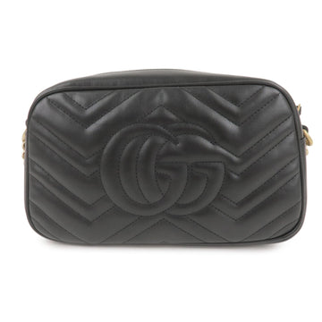 GUCCI VS Marmont Leather Chain Shoulder Bag Black 447632