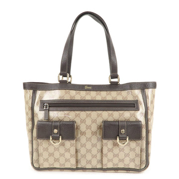 GUCCI Abbey VS Crystal Leather Tote Bag Beige Brown 268639