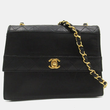 Black Quilted Lambskin CC Trapezoid Flap Bag