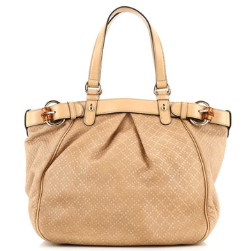 Belted Bamboo Tote Diamante Canvas with Leather Medium