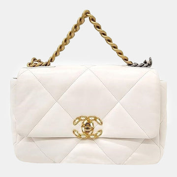 White Leather Small 19 Flap Bag