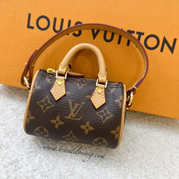 LV Micro Speedy Bag Charm in Monogram Canvas and GHW