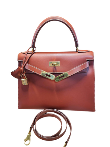 HERMÈS KELLY SELLIER 28 BOX CALF BRIQUE WITH GHW