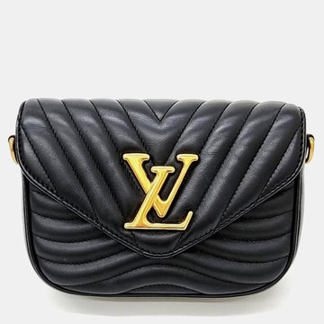 Black Leather New Wave Multi Pochette Shoulder Bag