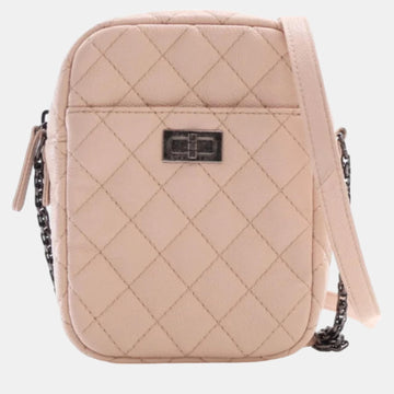 Pink Quilted Grained Leather Vertical Reissue Camera Shoulder Bags