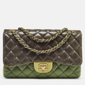 Tricolor Quilted Leather Jumbo Classic Double Flap Bag