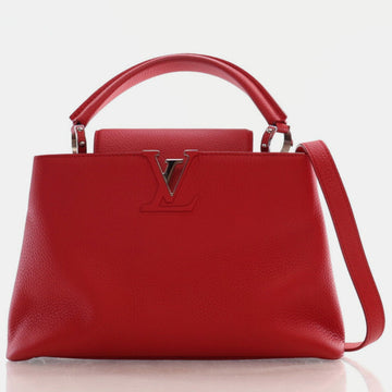 Red Leather Capucines PM Top Handle Bag