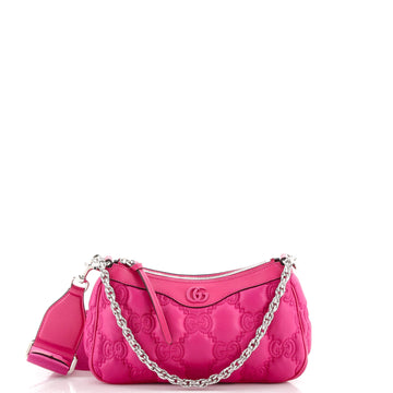 GUCCI Zip Shoulder Bag GG Embossed Matelasse Leather Mini