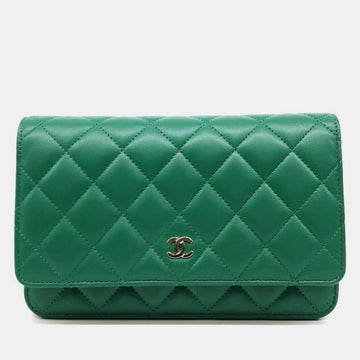 Green Lamskin WOC Mini Crossbody Bag