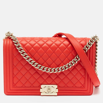 Red Quilted Leather New Medium Boy Bag