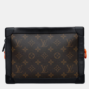 Brown/ Black Leather Monogram Coated Canvas Solar Ray Soft Trunk Bag