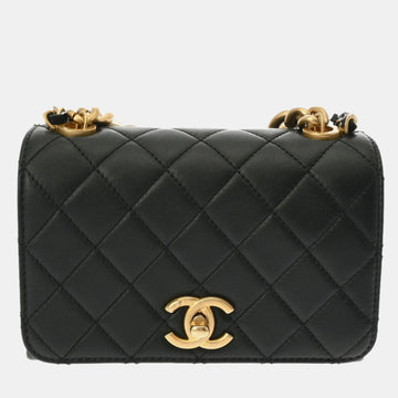 Black Leather CC Turnlock Flap Bag Shoulder Bags