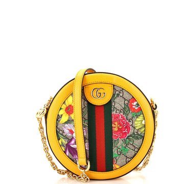 Ophidia Round Shoulder Bag Flora VS Coated Canvas Mini