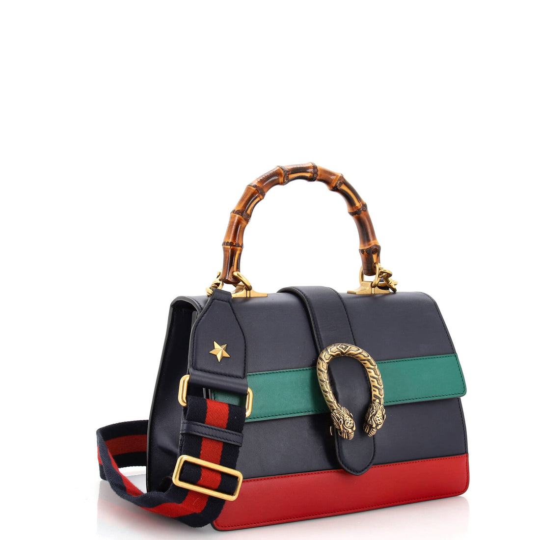 Dionysus Bamboo Top Handle Bag Colorblock Leather Medium