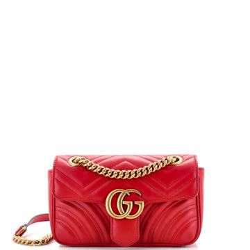 GUCCI GG Marmont Flap Bag Matelasse Leather Mini