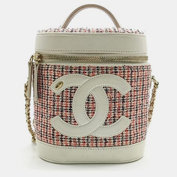 Multicolor Tweed and Leather Vanity Shoulder Bag
