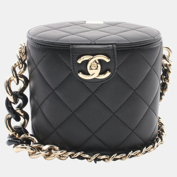 Black Lambskin Matelasse Shoulder Bag