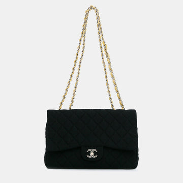 Black Cotton Jumbo Classic Single Flap Bag
