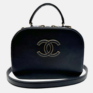 Black Leather Coco Mark Small Vanity Bag