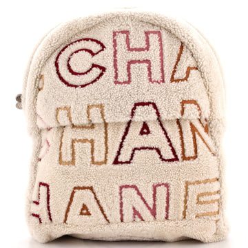 CHANEL Logo Zip Backpack Shearling