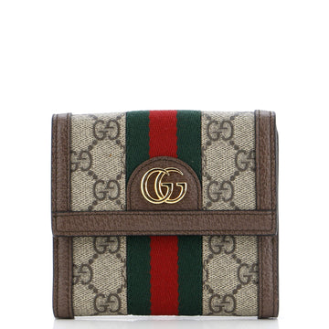 GUCCI Ophidia French Flap Wallet GG Coated Canvas Compact