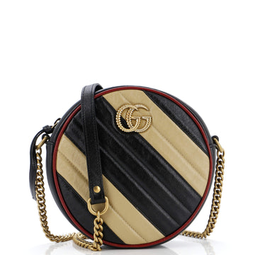 VS Marmont Round Shoulder Bag Diagonal Quilted Leather Mini