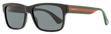 Gucci Men's Rectangular Sunglasses VS0340S 006 Black/Green/Red 58mm
