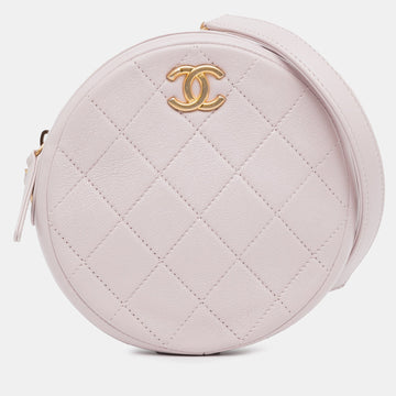 Quilted Patent Round Clutch with Chain