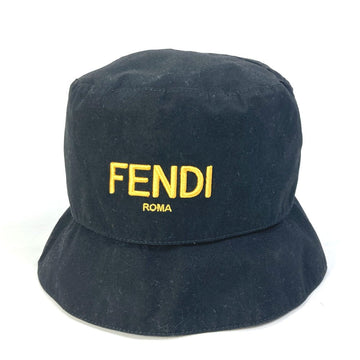 FENDI hat FXQ790 cotton black Hat Hat Bucket Hat Bob Hat logo fisherman hat mens 60 Used