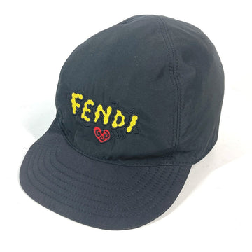 FENDI cap Nylon black Mr.doodle Collaboration Mr.doodle logo heart
