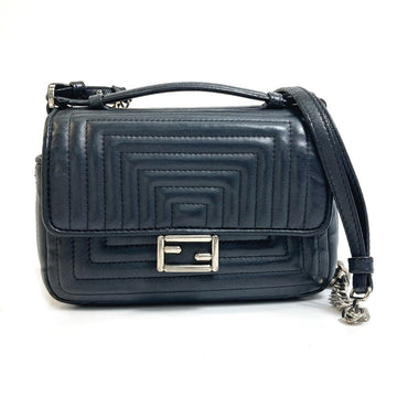 FENDI Shoulder Bag 8M0371 leather black Pochette Crossbody Double micro baguette Women Used