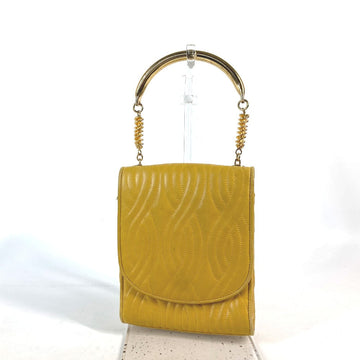 FENDI Handbag leather yellow vintage Metal handle Women Used