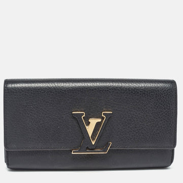 Black Taurillon Leather Capucines Wallet
