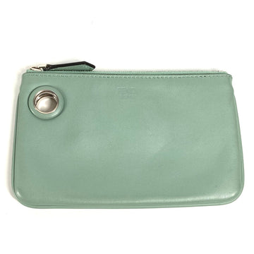 FENDI Pouch 8BS007 leather green Coin case Wallet Clutch Small Women Used