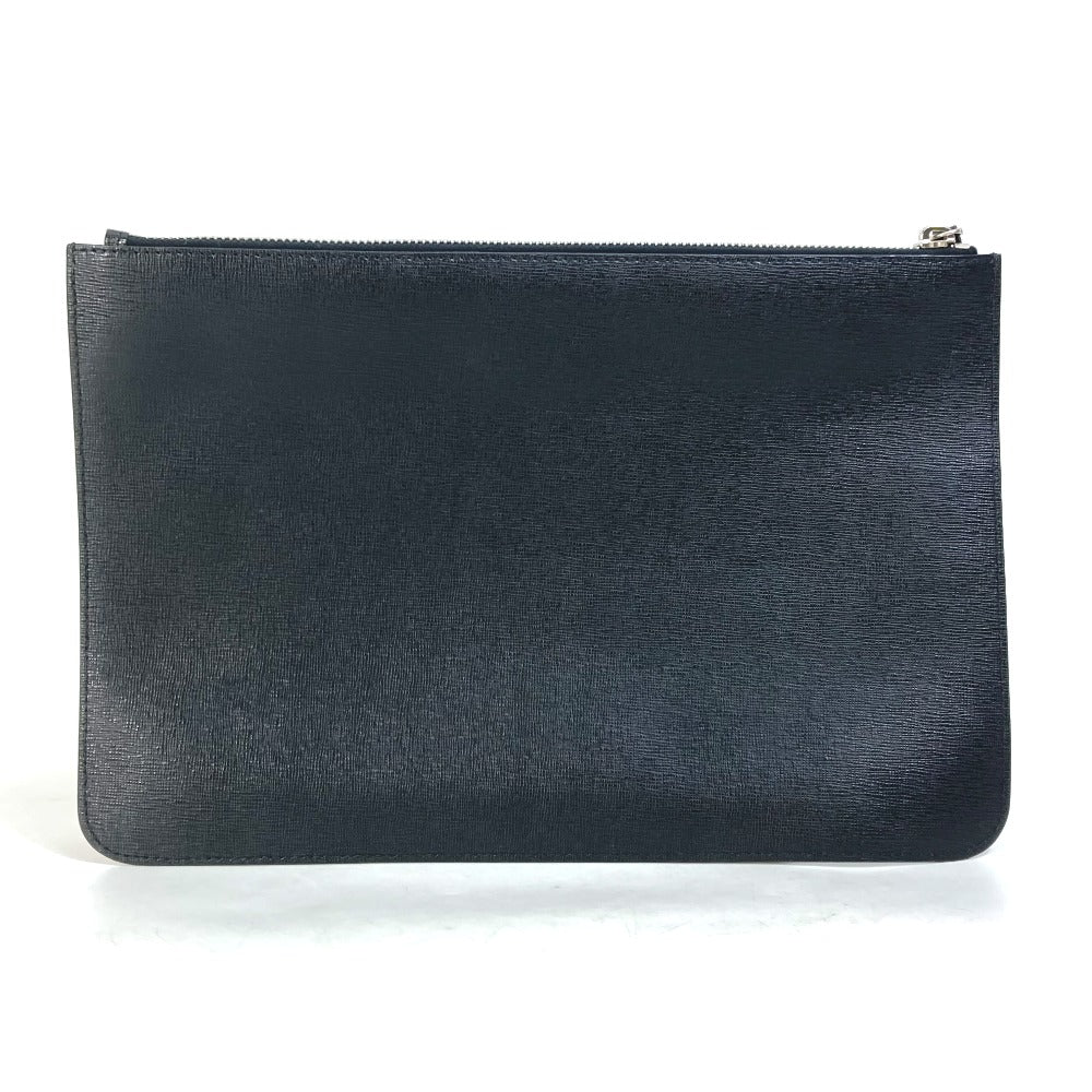 FENDI Clutch bag Leather, Fur black studded pouch Karl Lagerfeld Carlito