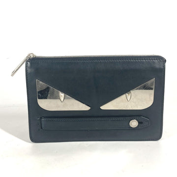 FENDI Clutch bag 7VA350 leather black Monster Bugs mens Used