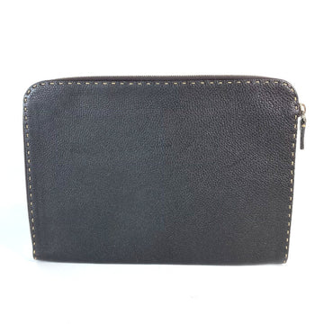 FENDI Clutch bag leather Dark brown bag pouch Celeria mens Used