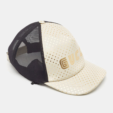 Off White Stars Logo Print Leather & Nylon Baseball Cap L
