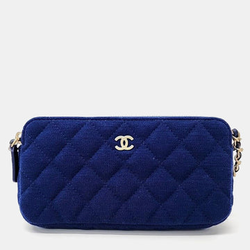Blue Fabric Chain Crossbody Bag