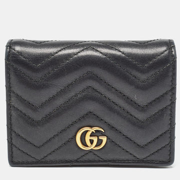 Black Matelass&eacute; Leather GG Marmont Card Case