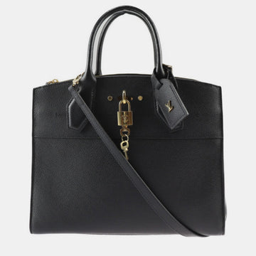 Black Leather City Steamer MM Satchel