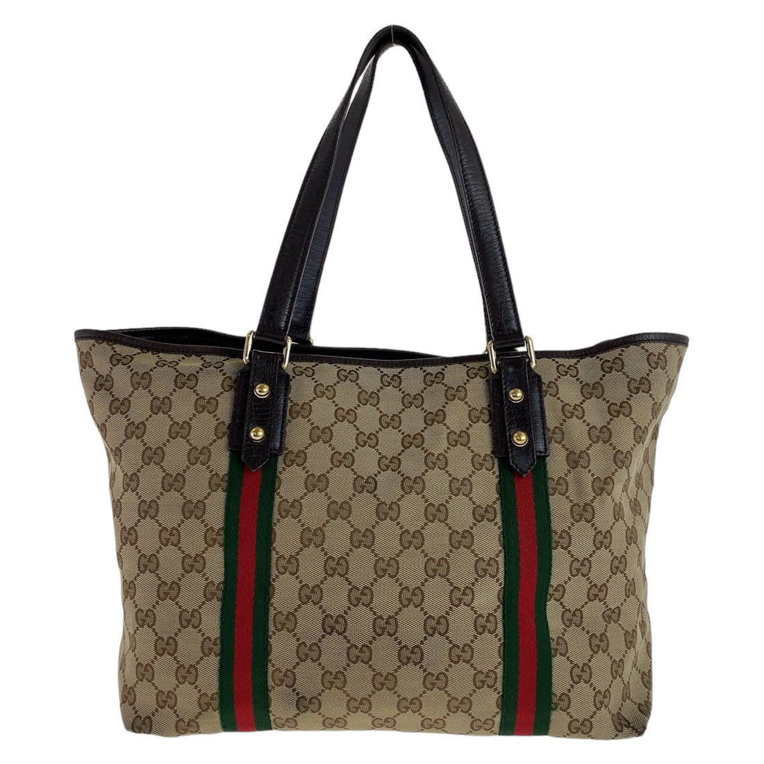 Gucci CS Canvas Leather Tote Bag