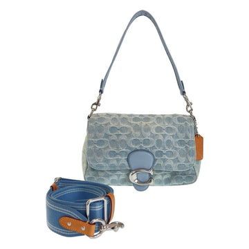Coach Signature Denim/Leather Sky Blue Shoulder Bag in Great Condition