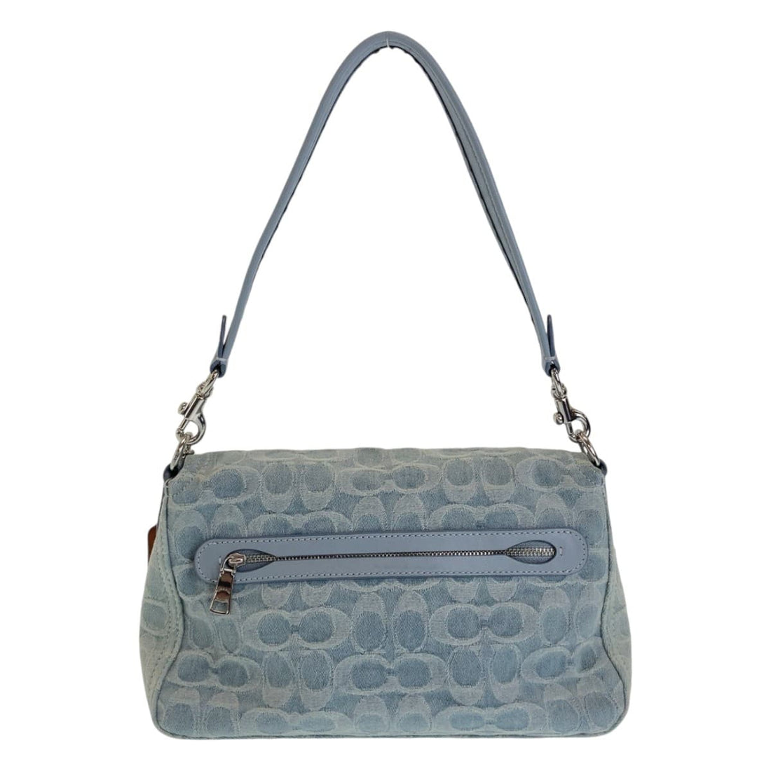 Coach Signature Denim/Leather Sky Blue Shoulder Bag in Great Condition