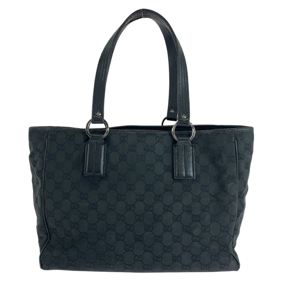 Gucci Black CS Canvas Leather Tote Bag